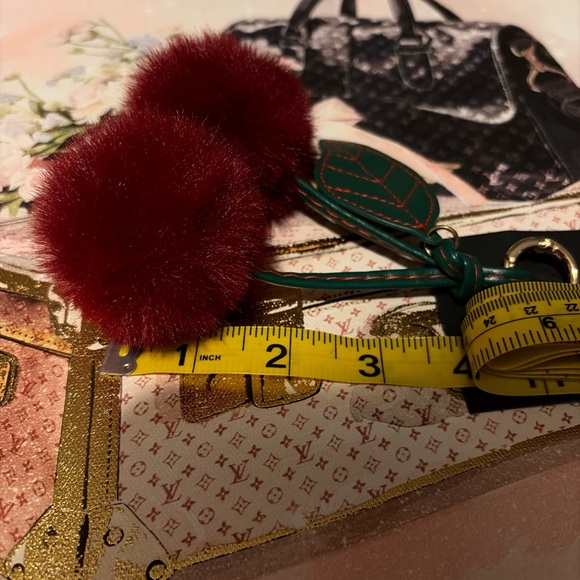 Source Unknown Accessories - Red Pom Pom Cherry Charm and Key Holder